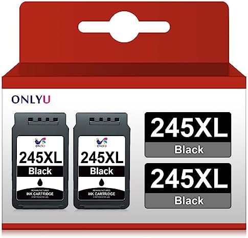 ONLYU 245XL Ink Cartridges 2 Black Combo Pack Compatible Replacement for Canon PG 245XL PG243 for PIXMA MX492 MX490 MG2522 MG2922 MG2520 MG2920 TS3100 TS3122 TS3300 TR4520 TR4522 IP2820 Printer