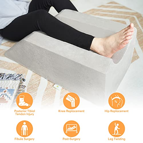 Oasisspace Leg Support And Elevation Pillow For Surgery, Swelling, Injury Or Rest - Memory Foam Leg Position Pillows For Knee, Ankle And Foot Injury Pain Relief - Improve Circulation - Washable Cover #TOP3