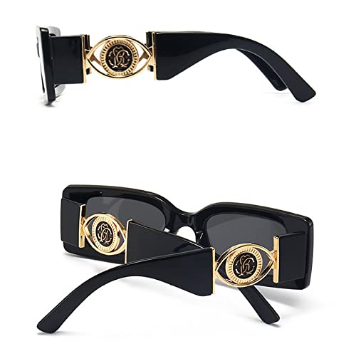 Lunettes de soleil carrées rétro avec décoration fleur tendance