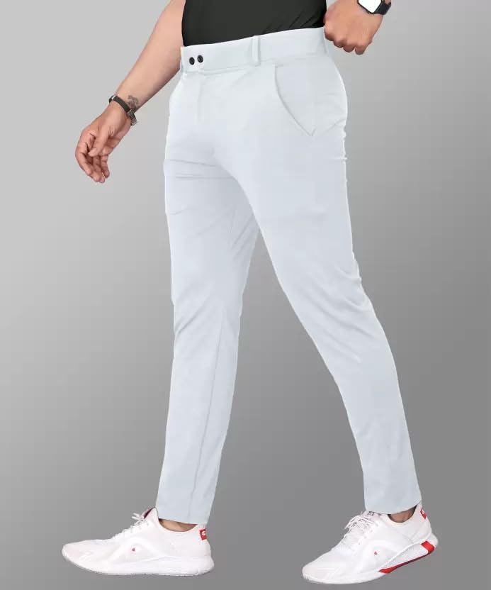Image of Men's Black Slim Fit Formal Trouser, Casual Straight Leg Pants with Side Pockets