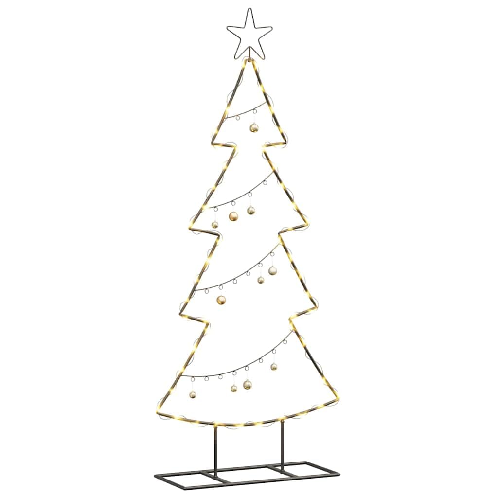 Albero Di Natale In Metallo Nero 125 Cm | Design Minimalista, Per Interno O Esterno Riparato, Base In Acciaio, Elegante Centro Moderno