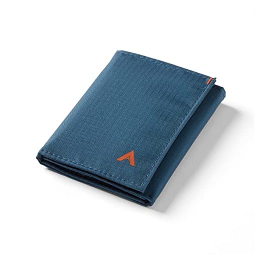 Allett Trifold Wallet, Indigo Blue | Nylon, RFID Blocking | Slim, Minimalist, Water Resistant, Thin, Front Pocket | Holds 2-12 Cards, Flat Bills, Receipts & Coins | For Men & Women