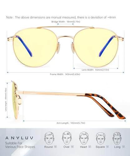 Image of ANYLUV Blue Light Glasses for Men, Circular Frame Single Brow Bridge Design Campus Style Glasses Anti Eyestrain for Screen