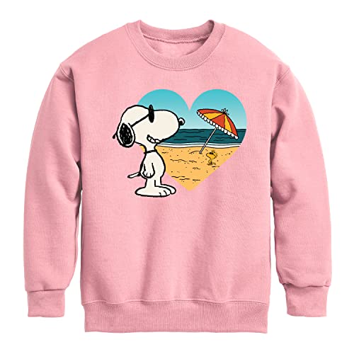 HYBRID APPAREL - Peanuts - Summer Edition - Snoopy Hearts the Beach - Toddler & Youth Crewneck Fleece Sweatshirt