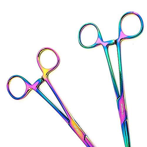 Surgical Online 5" Straight & Curved Rainbow Mosquito Hemostat Forceps Set - Locking Tweezer Clamps - Ideal Hemostats For Nurses, Fishing Forceps, Crafts And Hobby #TOP6