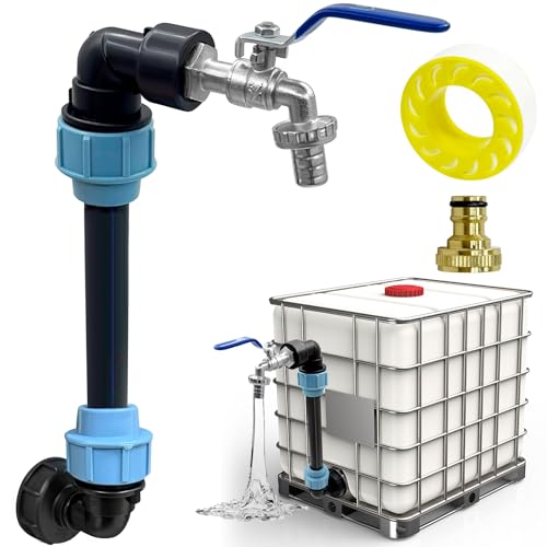 YeahBoom Adaptador Depósito IBC,Grifo Depósito latón IBC,IBC Cuello de cisne 3/4 pulgadas,Adaptador IBC con cuello de cisne grifo de latón,accesorios para tanque de agua de lluvia,barril de lluvia IBC