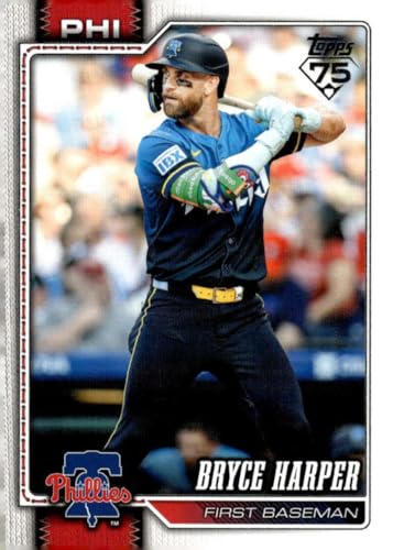 2026 TOPPS #250 BRYCE HARPER PHILADELPHIA PHILLIES BASEBALL OFFICIAL TRADING CARD OF MLB