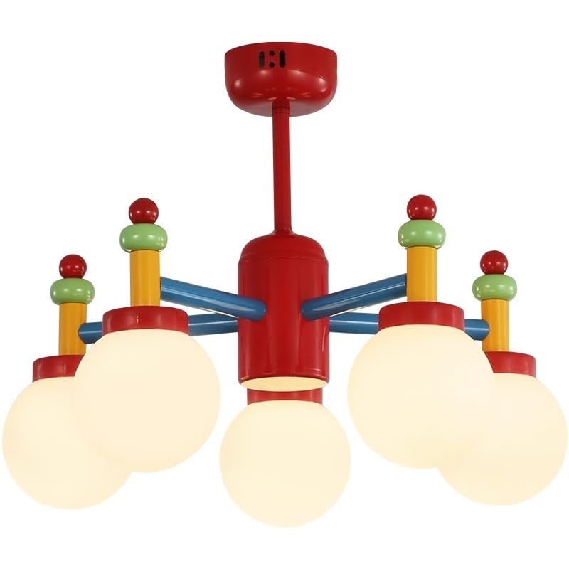 Plafonnier G9 enfant suspension colorée 5 lumières 35 cm
