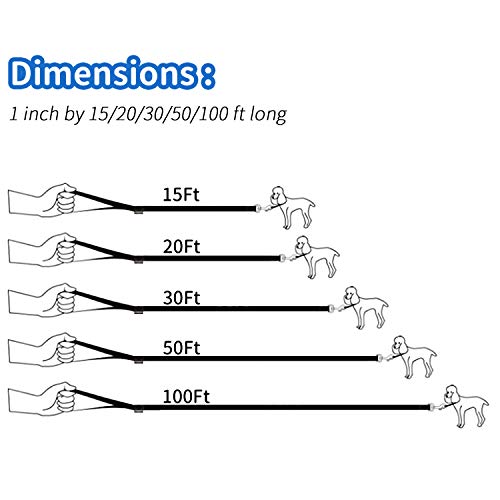 Image of HIKISS Long Dog Leash Obedience Recall Training Agility Lead with Thickening Material for Large Dog - 15ft 20ft 30ft 50ft 100ft Training Leash(Blue 15ft)