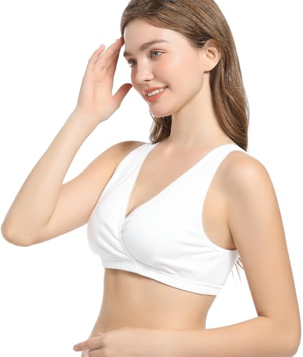 Image of CAKYE 3 Pack Cotton Maternity Nursing Bras Breastfeeding Sleep Bralette