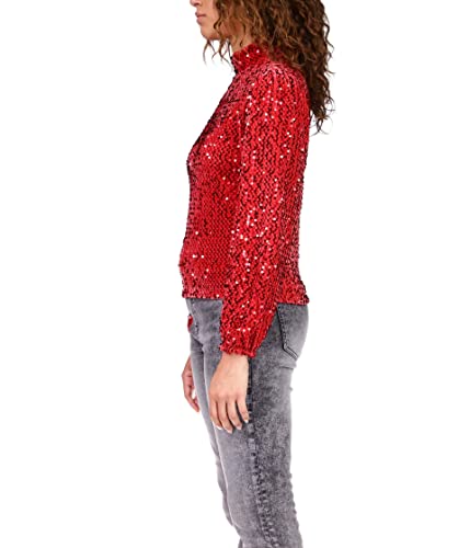 Sanctuary All Nighter Mock Neck Sequin & Velvet Blouse2