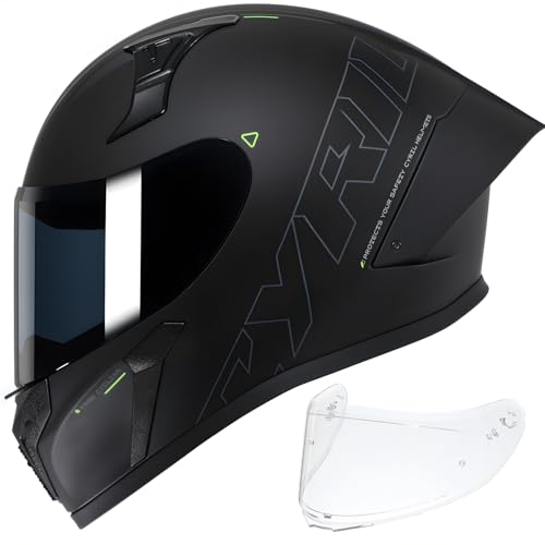 CYRIL Full Face Motorcycle Helmets for Adults Men & Women with Tinted and Clear Visor Meet Dot...