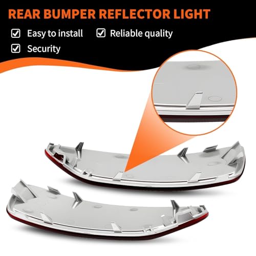 Image of Pair Left & Right Red Rear Bumper Reflector Light Compatible with Grand Cherokee 2012-2018 Compass 2011-2017 Journey 2012-2020 57010720AC 57010721AC
