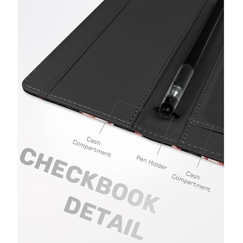 Image of Printed Checkbook Cover, RFID Blocking Checkbook, Stylish, Lightweight, Slim Durable, Multi-Functional Checkbook Holder for Personal and Business Checks (Rose)