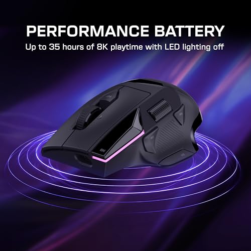 Image of Turtle Beach Command Series MC5 Wireless 8K Customizable RGB Gaming Mouse | Owl‑Eye 30K DPI Optical Sensor, Rechargeable 35-Hr Battery, 4D Scroll Wheel, Optical Switches, RGB, 35‑Hour Battery, Black