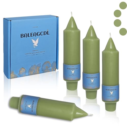 Image of Handmade Unscented Taper Candles Sage Grass Green Candles 5 Inch Short Candle Sticks Smokeless Long Lasting Burn Candle for Christmas Holiday Gifts Home Decoration 4 Pcs