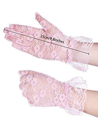 Satinior Ladies Lace Gloves For Women Tea Party Gloves Elegant Short Gloves Courtesy Gloves For Wedding Dinner Opera Parties  thumb #2