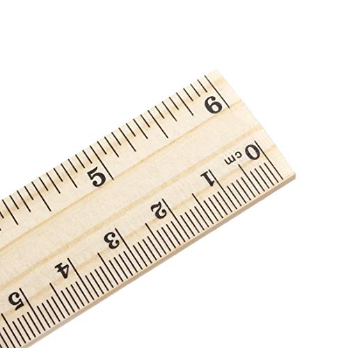 Uxcell A19071200UX0095 Wood Ruler 15Cm 6 Inch 2 Scale Office Rulers Wooden Measuring Ruler 8Pcs thumb #3