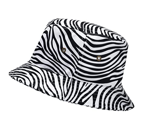 Daisy Rose Sombrero de cubo - Unisex plegable verano viaje playa sombrero de sol, Cebra, Medium / Large