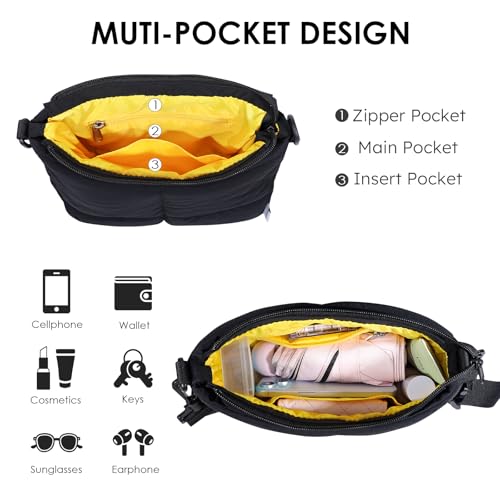 NOL Trendy Lightweight Small Quilted Puffy Crossbody Bag for Women, Waterproof, Removable Strap for Travel, Work & Shopping3