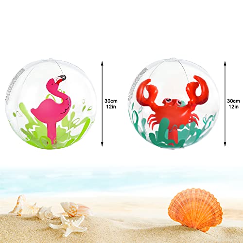 Foto von EKKONG Aufblasbare Wasserball, 3D Strandball, Wasserball, 2 Stücke, Flamingo Und Krabbe, für Strand, Schwimmbad und Garten, für Erwachsene und Kinder (Flamingo und Krabbe)