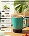 Foinly 15OZ Blue Tea Cup+Green Tea Cup with Infuser and Lid,All Ceramic Microwave and Dishwasher Safe