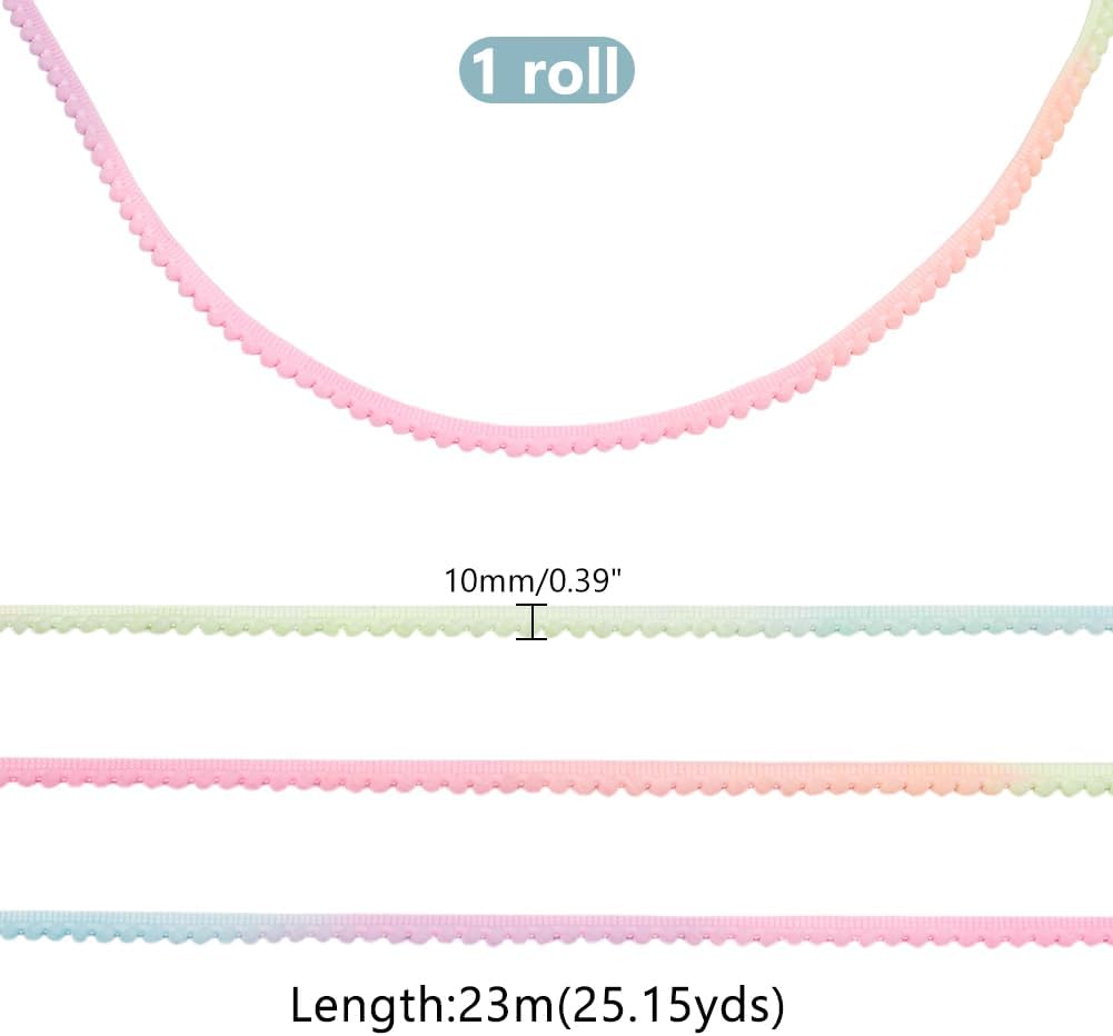 WADORN 25.15 Yards Pom Pom Trim, 3/8 Inch Colorful Pom Pom Ball Fringe Ribbon Sewing Pompon Lace Trim Handmade Ball Fringe Trim for DIY Clothes Dress Costume Accessories Pillow Curtain Home Decor