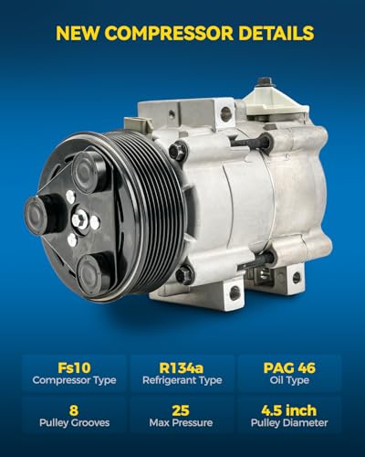 Image of PHILTOP Air Conditioning AC Compressor w /Clutch for 1997-2002 Ford Expedition,1998-2001 Navigator,2003 F150 /F250 Super Duty 5.4L,2000-2001 Excursion 5.4L /6.8L,1997-2002 E150 /E250 Econoline 4.6L /5.4