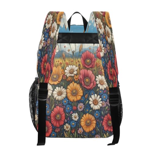 Colorful Wildflowers Clear Backpack - Stadium Approved Large 15.7-inch Waterproof Transparent Bag for Sports, Concerts, Work, Travel#1883