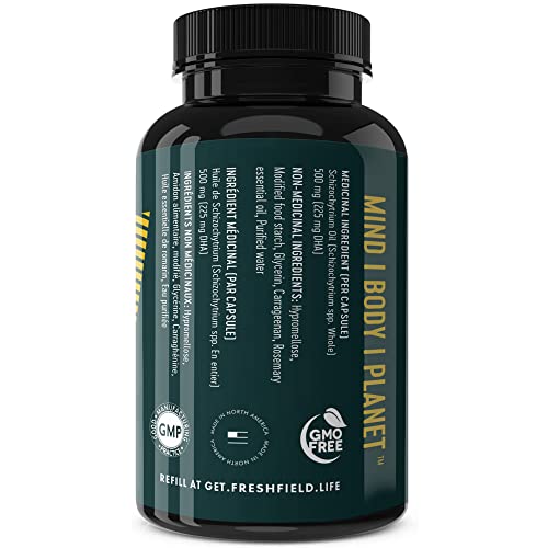 Freshfield Vegan Omega 3 Dha Supplement: Premium Algae Oil, 2 Month Supply, Plant Based, Sustainable, Premium And Mercury Free. Better Than Fish Oil! Supports Heart, Brain, Joint Health - W/ Dpa #TOP7