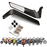 OTO2EYE Universal Motorcycle Rear View Mirrors Set – Adjustable 180° Rotating Side Mirrors with Stealth Wind Wing Design – Fits All Motorbikes – York Nut 8mm & 10mm (Left & Right Pair)