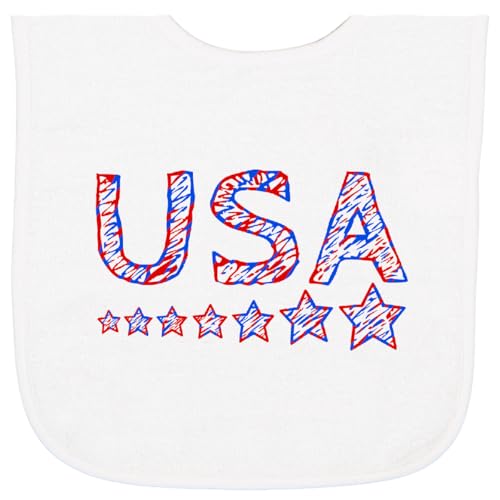 inktastic Fourth Of July USA- Red, White, and Blue Baby Terry Cloth Bib