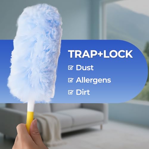 20 Count Duster Refills with Handle,Compatible with Swiffer Dusters Handle,Extra Fluffy & Thick for Superior Dust Lock,Unscented Disposable Dusters for Cleaning