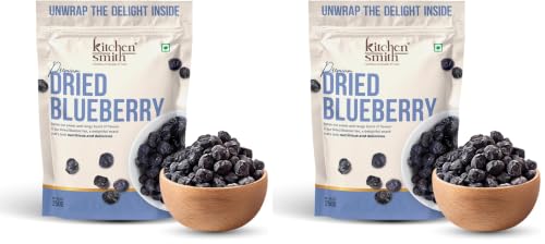 Image of KitchenSmith Dried Blueberry Seedless - 250gm | USA Origin - Dried Blueberries | Rich In Calcium, Vitamin K & Boost Immunity (Air Tight Pouch) (Pack of 2)