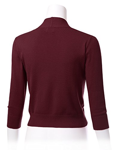Image of Allsense Women's 3 /4 Sleeve Cropped Shrug Cardigan | Classic Bolero, Open-Front, Lightweight Soft Fine Knit Cover Up