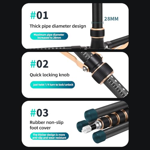 Image of Andoer 252cm /99in Adjustable Tripod Stand Video Light Stand Carbon Fiber 4-Section with Detachable Center Column 1 /4in & 3 /8in Screw for LED Video Light /Flash Light /Softbox /Reflector