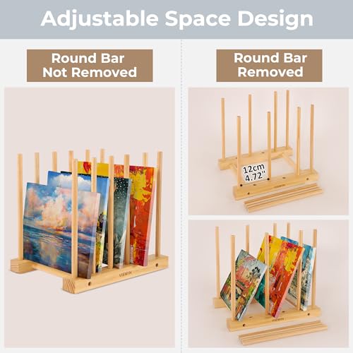 Image of VISWIN Tabletop Art Storage Rack - Wooden Drying & Display Rack with Adjustable Slots for Organizing Canvas, Prints, Artwork, Panels, and Posters - Ideal Organizer for Studios & Galleries (Pack of 2)