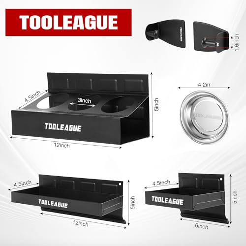 Image of TOOLEAGUE 5Pcs Magnetic Toolbox Shelf, Tray and Holder Set