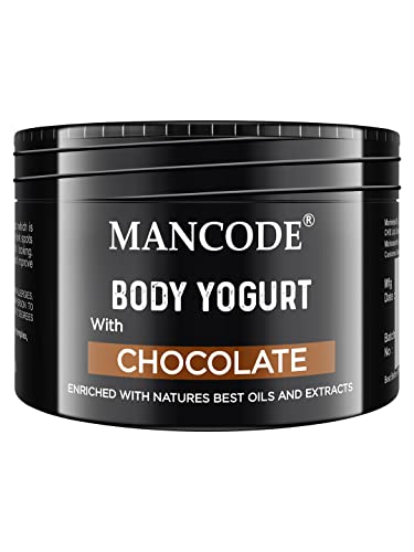 Image of Mancode Chocolate Body Yogurt Body Cream - 100gm for Men | Dry Dull Rough Skin Quick Absorbing | Instant Moisturization | Knees, Elbows, Neck, Underarms, Back, Ankles, Knuckles| Gentle Exfoliant