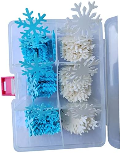Homankit 50Pcs Edible Cake Cupcake Toppers Snowflakes Christmas Winter Party Decoration White and Blue