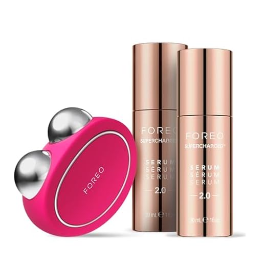 FOREO Age-Defying Bear Bundle - Bear Microcurrent Facial Device + 2 x Conductive Serum 1 fl.oz. - Anti Aging Face Massager - Skin Care Tools Set for an Instant Face Lift - Fuchsia