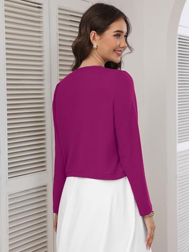Image of Heymoments Women's Long Sleeve Thin Kintted Shrugs Sweaters Lightweight Cropped Tops Open Front Cardigan for Dress