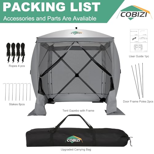 Image of COBIZI 6x6 FT Pop up Gazebo Tent, Screen Tent with Sidewalls, Waterproof Portable Outdoor Small Screen Tents Sun Shelter, Carpas para Patio for Outdoor Camping, Backyard and Garden, Gray