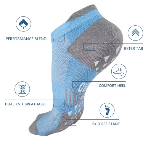 Novayard 6 Pairs Non Slip Yoga Socks Pilates Hospital Gripper Socks Women(Blue,Large) #TOP1