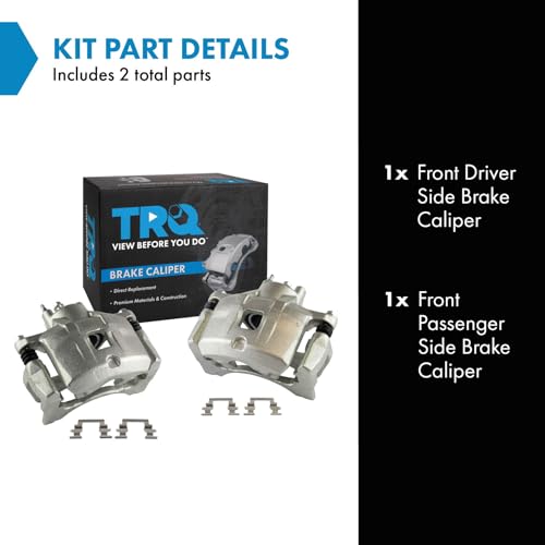 Image of TRQ Front Brake Caliper Set Zinc Coated Brackets Compatible with 2011-2014 Chrysler 200 2007-2010 Sebring 2008-2014 Dodge Avenger 2007-2012 Caliber 2007-2017 Jeep Compass Patriot