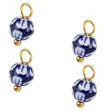 Msioytog Componentes de joyería de cerámica Hechos a Mano con Motivos Tradicionales y Materiales de Acero Inoxidable Inoxidable Porcelana Patrón auspicioso Hallazgos de joyería Artesanal