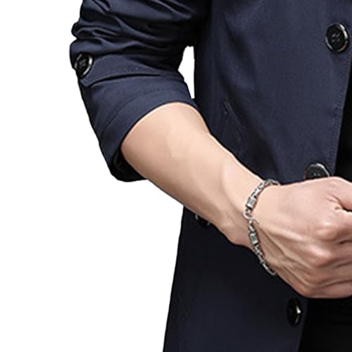 Mens Long Lightweight Lapel Jacket Slim Fit Single Breasted Casual Outerwear Fall Windbreaker Butttons Trench2