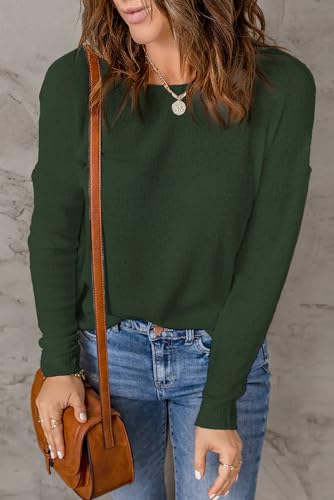Image of Womens's Drop Shoulder Casual Loose Crewneck Lightweight Long Sleeve Pullover Sweaters
