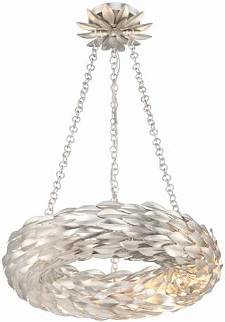 Crystorama Broche 6 Light LED Antique Silver Chandelier