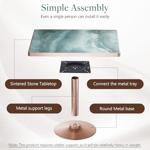 Image of AliSefaiy31.5''Square Dining Table,Square Pedestal Table,Marble BistroTable | 1.2 inch Marble Tabletop, Heat Resistant /Scratch Resistant /Easy Clean /Dining Room /Restaurants /Small Spaces /Marble River